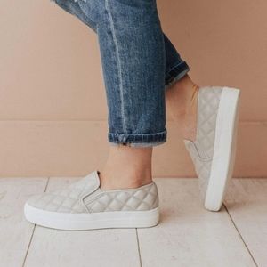 Grey quilted slip on sneaker